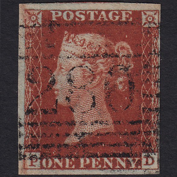 GB QV 1841 1d Deep Red-brown (Plate 53) SG10-B1(4) PD FU 4M Perth 280