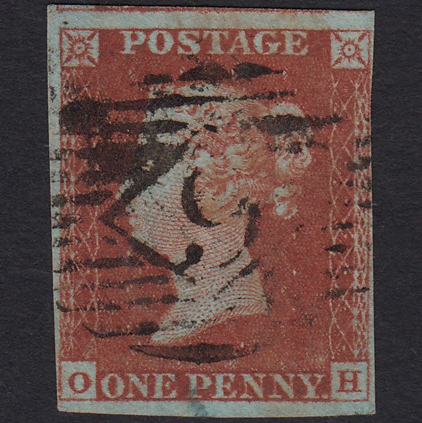 GB QV 1841 1d Very Blued (Plate 52) SG8a-B1(2) OH GU 4M London Experimental