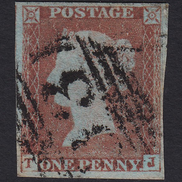 GB QV 1841 1d Very Blued (Plate 77) SG8a-B1(2) TJ GU 4 Margins
