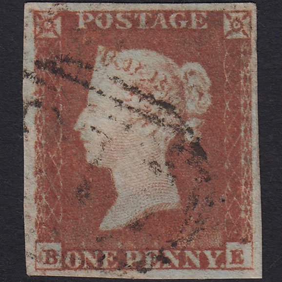 GB QV 1841 1d Red-brown (Plate 87) SG8-B1(1) BE FU 4 Margins Light Cancel