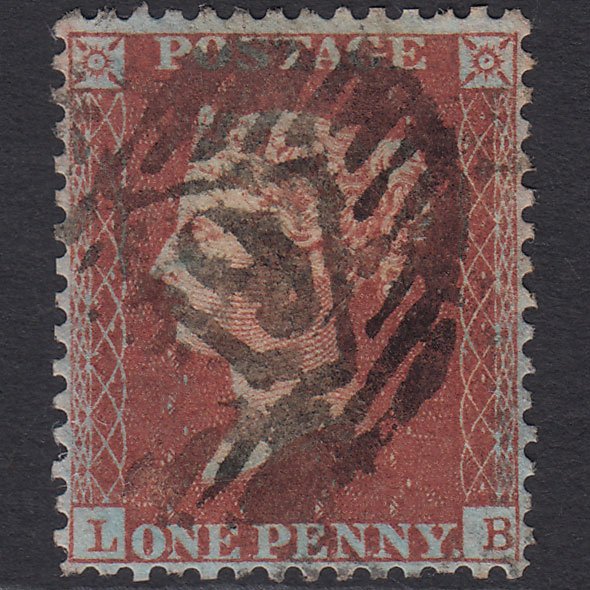 GB QV 1856 1d Red-brown Pl 46 SG29-C8(1) LB GU London IS 19 Well Centred