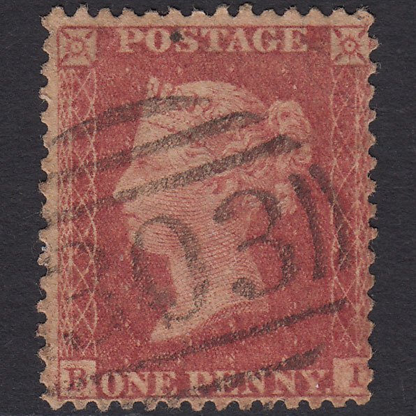GB QV 1857 1d Rose-red (Plate 36) SG40-C10(1) BI GU Folkestone 303