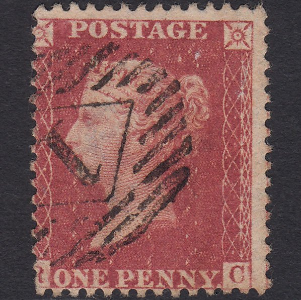 GB QV 1857 1d Rose-red (Plate 67) SG40-C10(1) RC FU London IS 1 Misperf