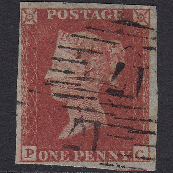 GB QV 1841 1d Red-brown (Plate 157) SG8-B2(1) PC FU 4 Margins London IS 17