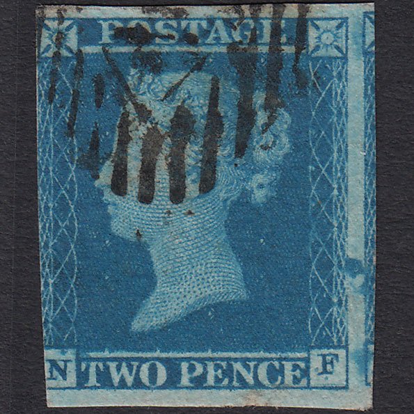 GB QV 1841 2d Blue (Plate 3) SG14-E1(2) Const Var GUideline NF GU 3m London