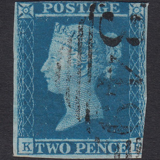 GB QV 1841 2d Blue (Plate 4) SG14-E1(2) KF FU Glasbury 349