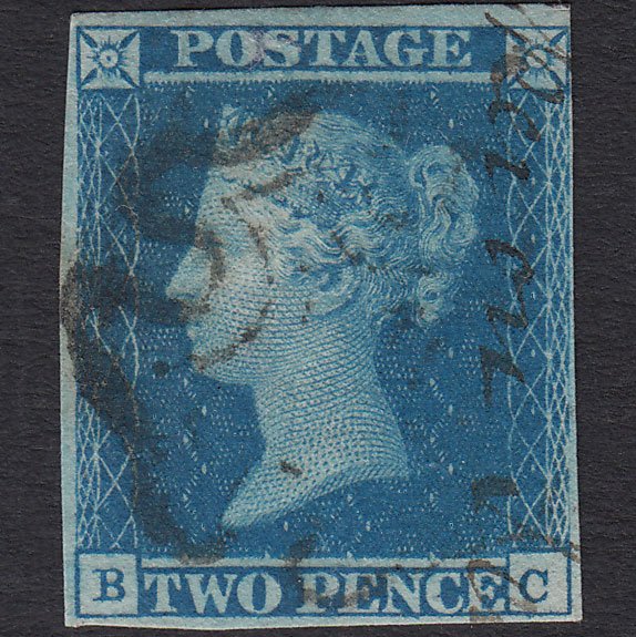 GB QV 1841 2d Blue (Plate 3) SG14-E1(2) BC FU 4M MX & Manuscript Cancel