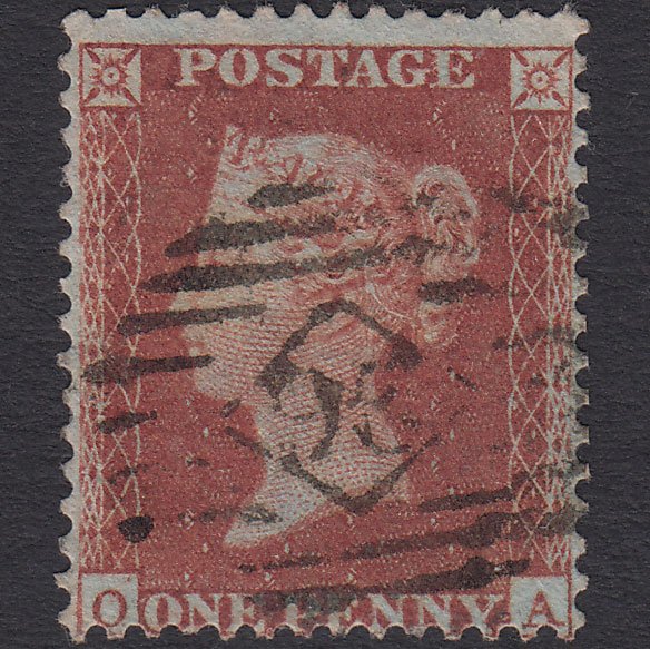 GB QV 1855 1d Red-brown Plate R2 SG22-C2(1) OA FU London IS 36