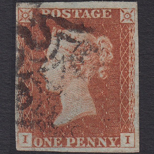 GB QV 1841 1d Red-brown Pl 25 SG8-B1(1) II FU 4 Margins Maltese Cross