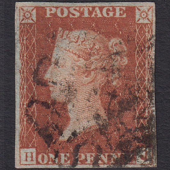GB QV 1841 1d Red-brown (Plate 25) SG8-B1(1) HJ GU 4 Margins Maltese Cross