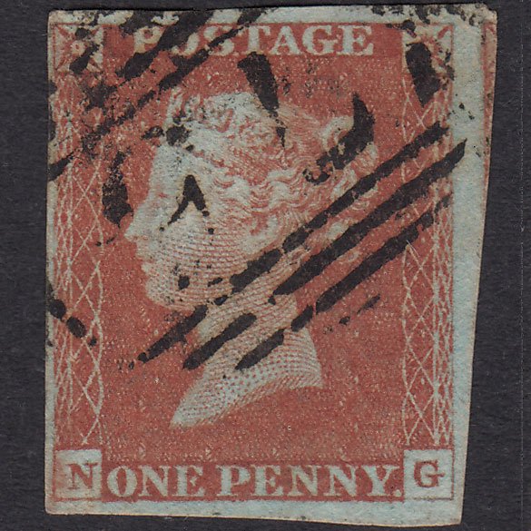 GB QV 1841 1d Red-brown (Plate 59) SG8-B1(1) NG FU 4 Margins Birmingham 75