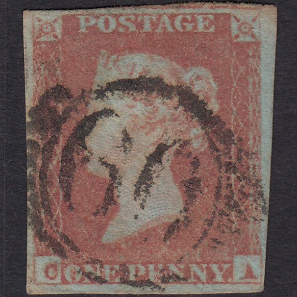 GB QV 1841 1d Red-brown (Plate 80) SG8-B1(1) CA GU 4 Margins London D&S 60