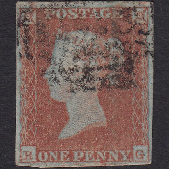 GB QV 1841 1d Very Blued (Plate 98) SG8a-B1(2) RG FU 4 Margins