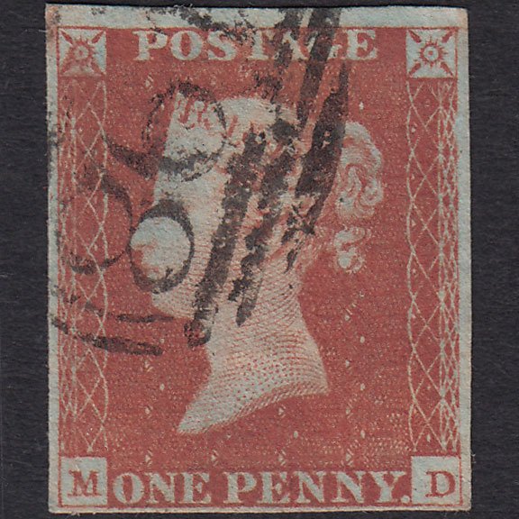 GB QV 1841 1d Red-brown (Plate 77) SG8-B1(1) MD FU 4 Margins Manchester 498