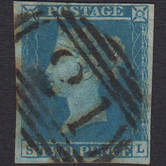 GB QV 1841 2d Blue (Plate 3) SG14-E1(2) SL GU 4 Margins Andover 21