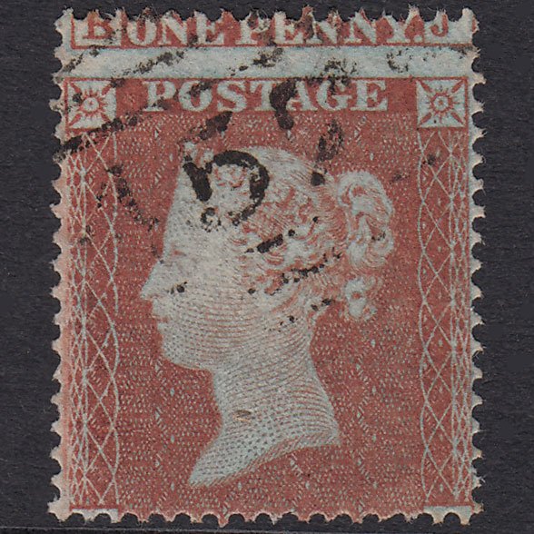 GB QV 1854 1d Plate 199 SG17-C1(1) CJ VFU Lichfield 457 Large Misperf