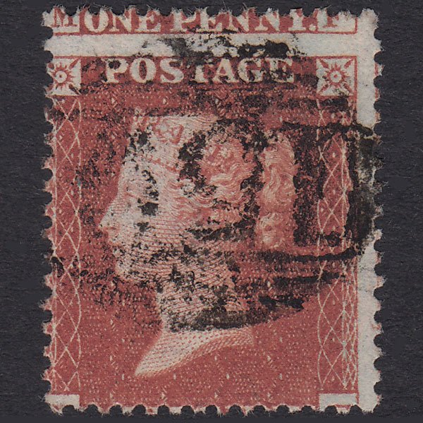 GB QV 1855 1d Red-Brown Plate 203 SG22-C2(1) NF FU Large Misperf