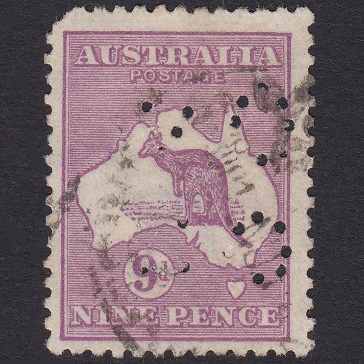AUSTRALIA 1915 6d Violet Kangaroo SG39 GU VOCO.15 Brisbane Perfin