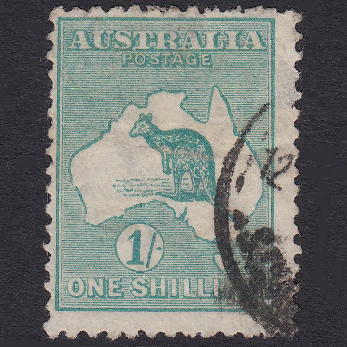 AUSTRALIA 1916 1sh Blue-Green Kangaroo SG40 FU Light Cancel