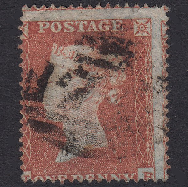 GB QV 1854 1d Red-Brown Plate 194 SG17-C1(1) HB GU Misperf