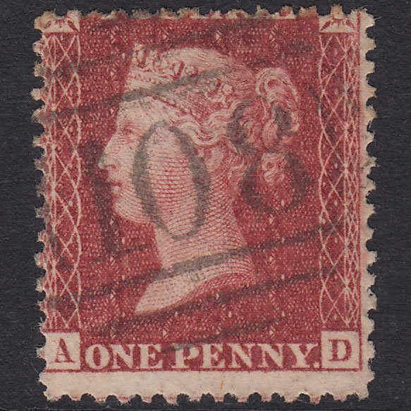 GB QV 1863 1d Rose-Red Plate 50 SG42-C12(1) AD GU Carnarvon 108