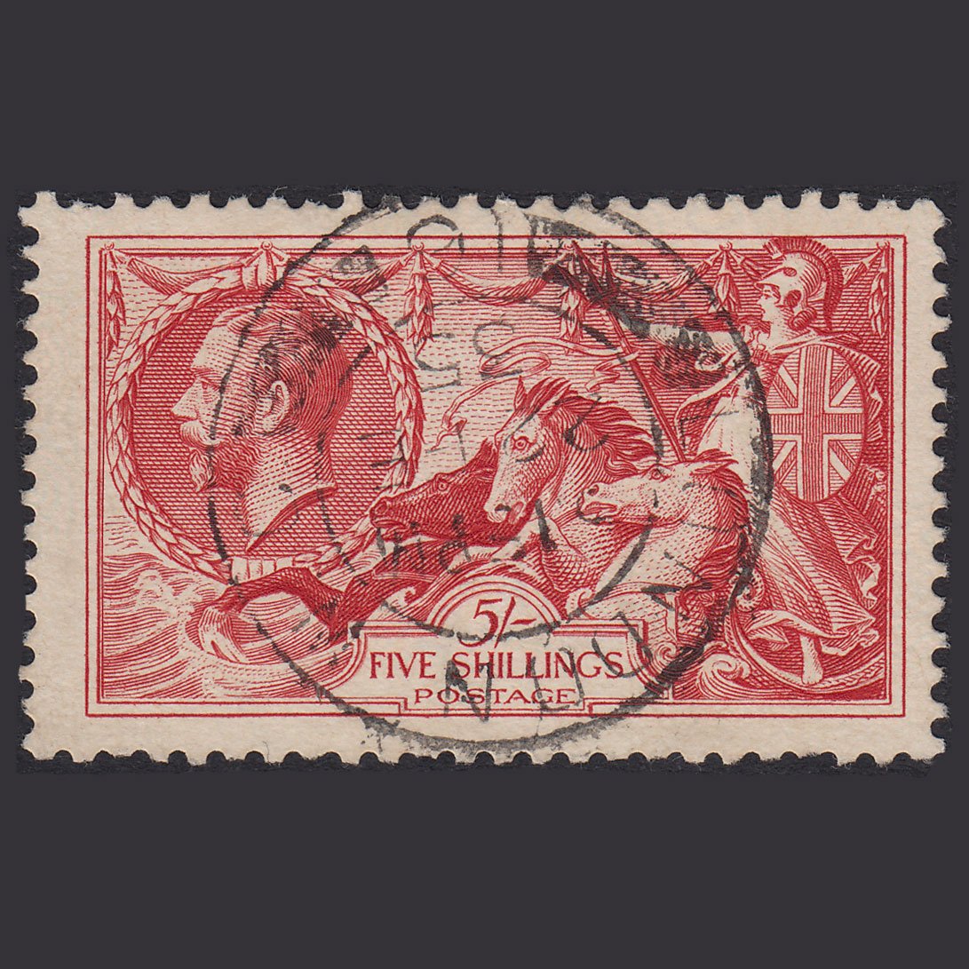 GB KG5 1934 5/- Bright Rose-Red Seahorses SG451-N74 FU London CDS