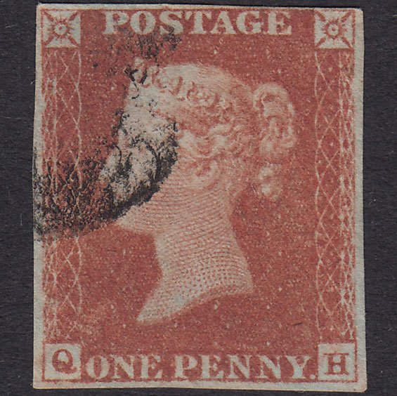GB QV 1841 1d Red-Brown Plate 72 SG8-B1(1) QH GU