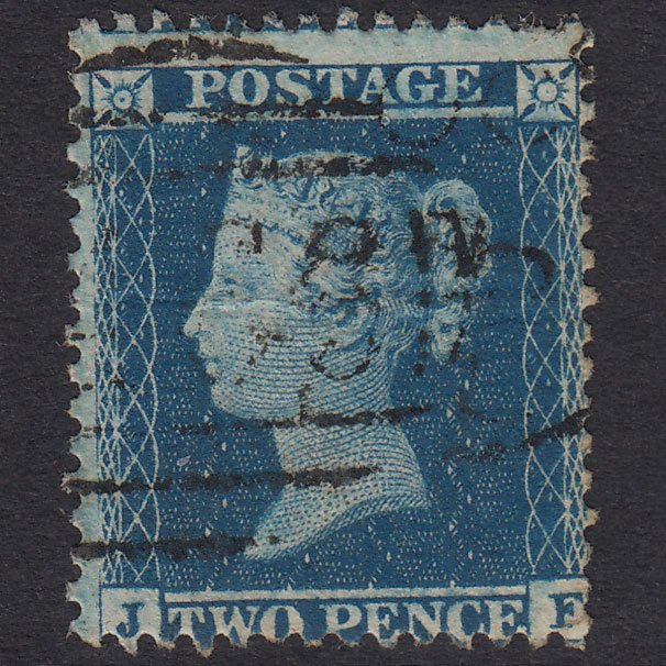 GB QV 1855 2d Blue Plate 5 SG34-F6(1) JF GU Liverpool 466 Spoon