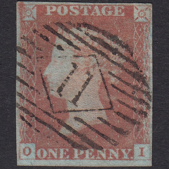 GB QV 1841 1d Red-Brown Plate 72 SG8-B1(1) OI GU 4 Margins London IS 11