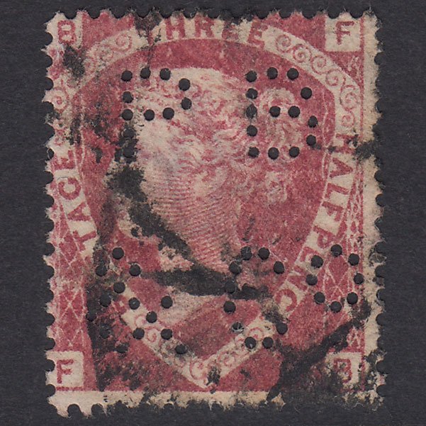 GB QV 1870 1 1/2d Lake-Red Plate 3 SG52-G6 FB GU Pb & Co Perfin