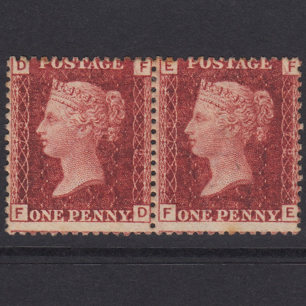 GB QV 1864 1d Lake-Red Plate 79 SG44-G1(2) FD-FE Good LM Mint Pair