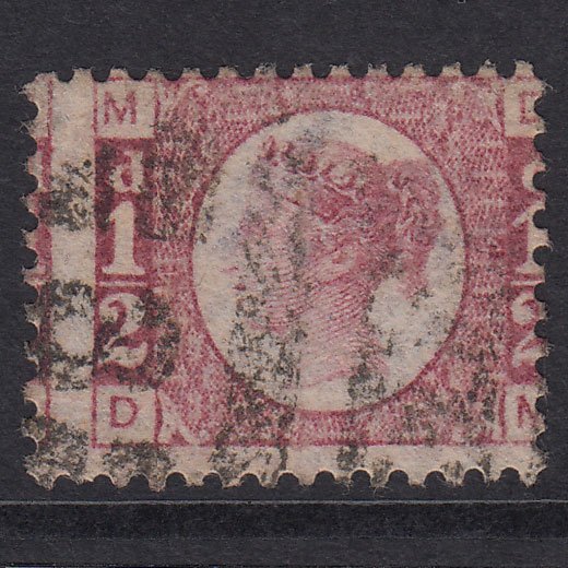 GB QV 1870 1/2d Plate 4 SG48-G4 DM GU Cheltenham 177 Large Misperf