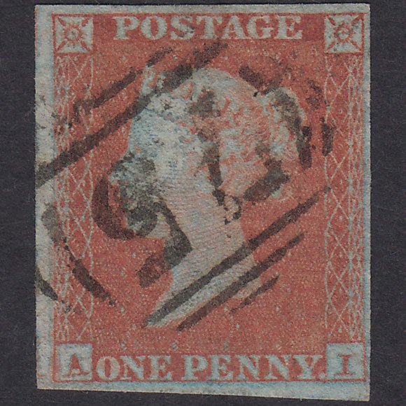 GB QV 1841 1d Red-Brown Plate 112 SG8-B1(1) AI FU 4 Margins Birmingham 75
