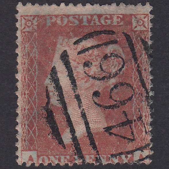GB QV 1854 1d Red-Brown Plate R6 SG17-C1(1) AA GU Liverpool 466