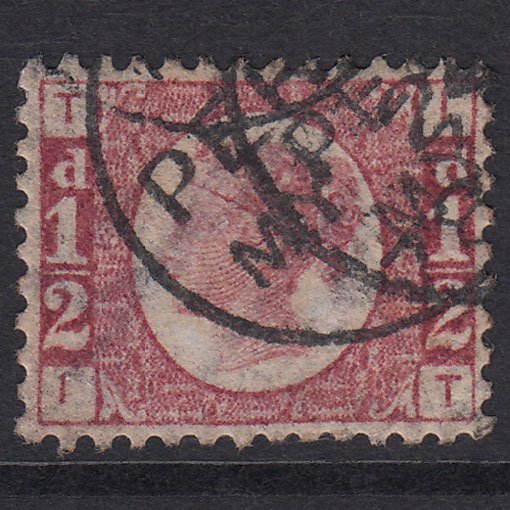 GB QV 1870 1/2d Rose-Red Plate 13 SG48-G4 IT FU CDS