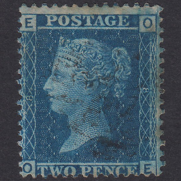 GB QV 1858 2d Blue Plate 8 SG45-G2 OE GU Light Cancel