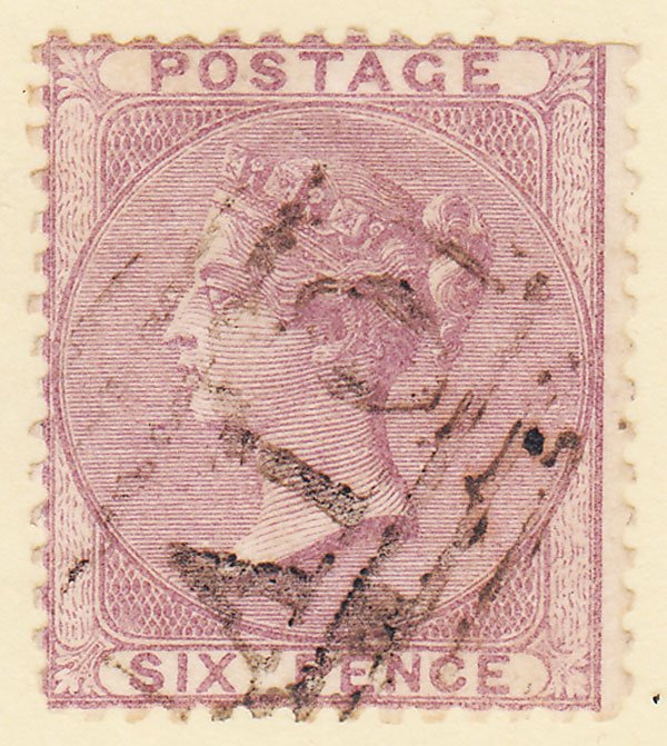 GB QV 1855 6d PALE LILAC GU KINGSTOWN, ST. VINCENT A10