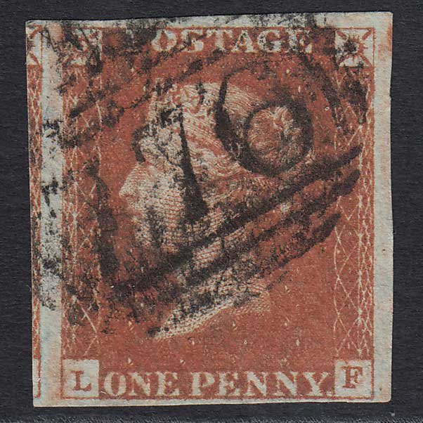 GB QV 1841 1d Red-brown (Plate 53) (SG8) 'LF' FU Taunton (776) 4 Margins