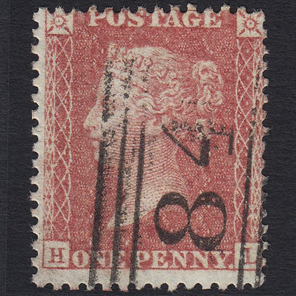 GB QV 1857 1d Rose-red SG40-C10(1) HL FU Crieff 84