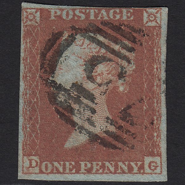GB QV 1841 1d Red-brown (Plate 87) SG8-B1(1) DG GU Birmingham 75 4 Margins
