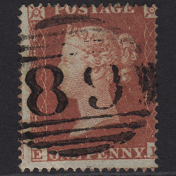 GB QV 1854 1d Red-brown (Plate 177) SG17-C1(1) EI FU Wadebridge 89