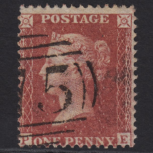 GB QV 1857 1d Rose-red (Plate 38) SG40-C10(1) PE FU Birmingham 75