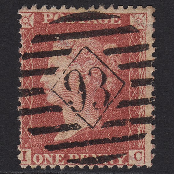 GB QV 1857 1d Rose-red (Plate 60) SG40-C10(1) IC GU London IS 93 93ph3