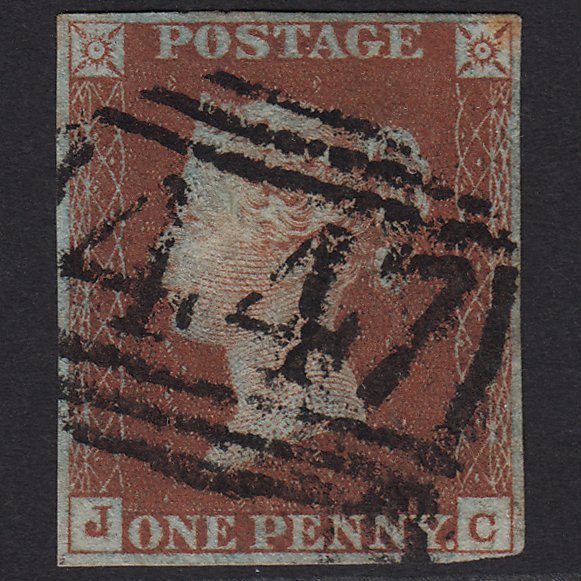 GB QV 1841 1d Red-brown (Plate 43) SG8-B1(1) JC GU Leeds 447