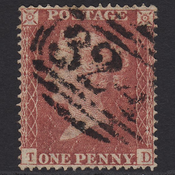 GB QV 1857 1d Rose-red (Plate 56) SG36-C11 TD FU GUernsey 324 Perfect Centring