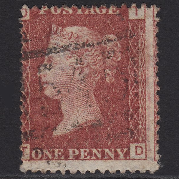 GB QV 1864 1d Lake-red (Plate 101) SG44-G1(2) TD FU Light Cancel Large Misperf