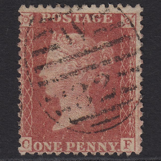 GB QV 1857 1d Rose-red (Plate 57) SG40-C10(1) CF FU London D&S W32 Misperf
