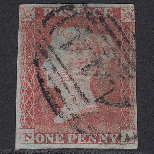 GB QV 1841 1d Pale Red-brown (Plate 80) SG9-B1(3) NA GU Leamington 444