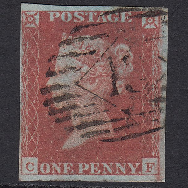 GB QV 1841 1d Red-brown (Plate 74) SG8-B1(1) CF GU 4M London IS Cancel