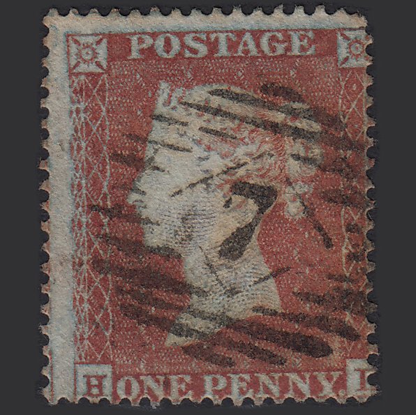 GB QV 1854 1d Red-brown SG17-C1(1) H? GU London IS 7